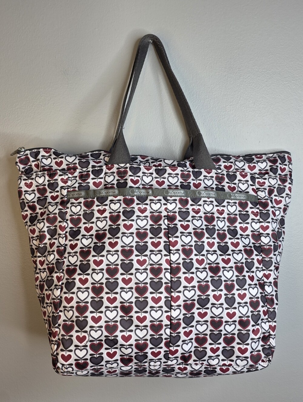 Lesportsac Red, Black & White Heart Print Tote